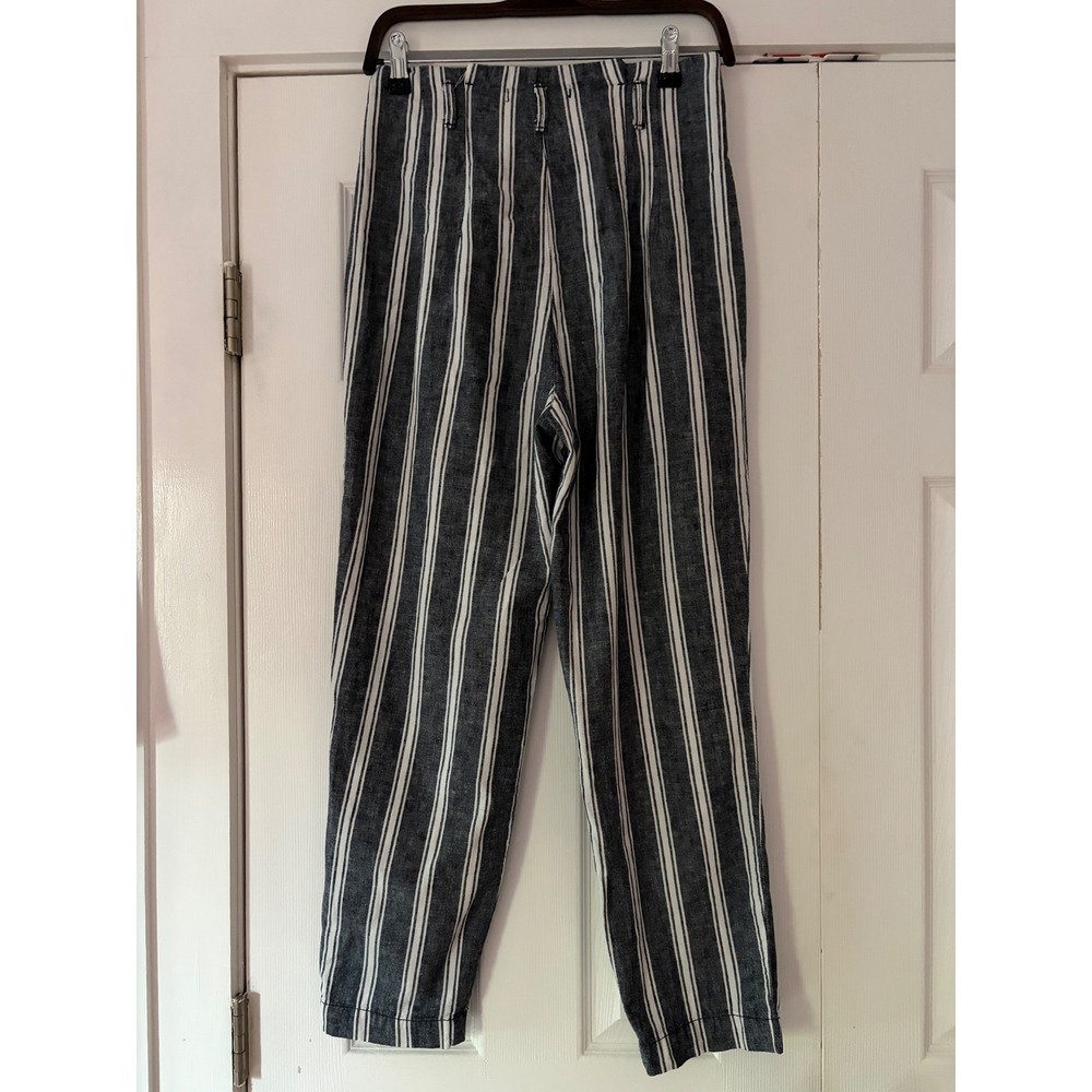 Abercrombie & Fitch Striped Linen Blend High Rise‎ Pleated Tapered Pants Small